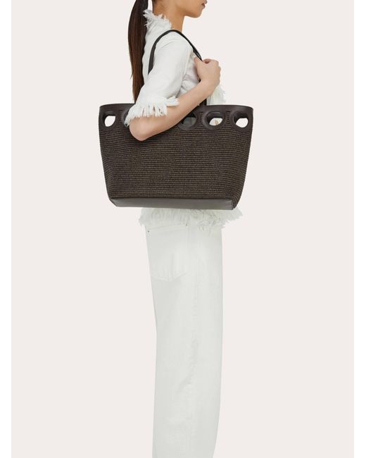 Ferragamo Black Gancini Outline Tote Bag (M)