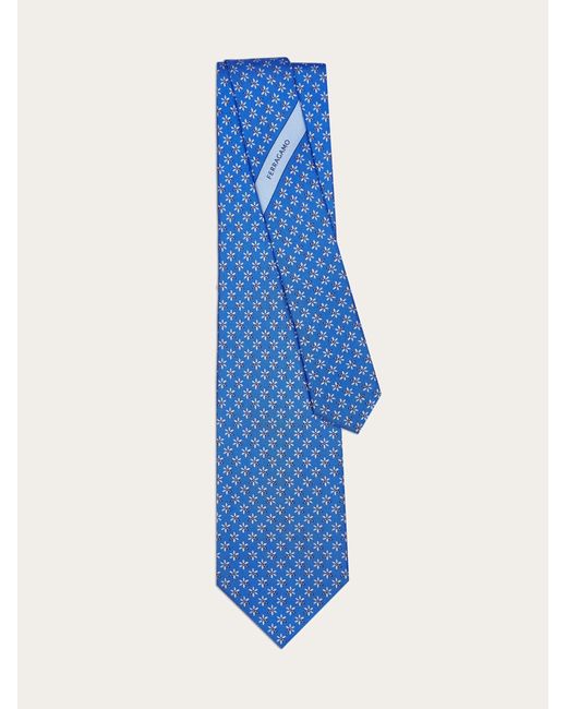 Ferragamo Blue Bee Print Silk Tie for men