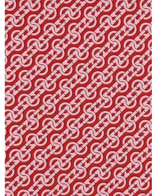 Ferragamo Pink Woven Print Silk Tie for men