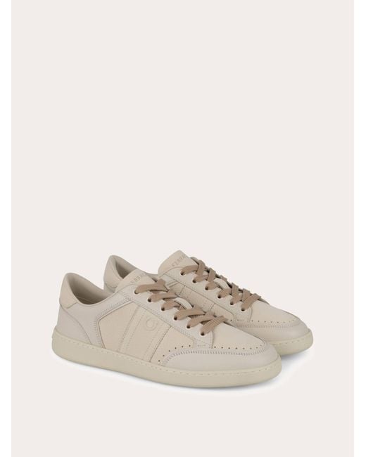 Ferragamo Natural Low-Top Sneaker With Signature for men
