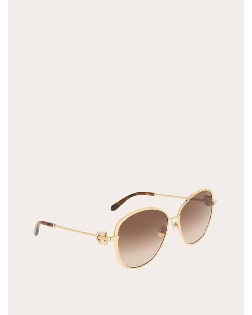 Ferragamo Natural Cat-Eye Frame Sunglasses