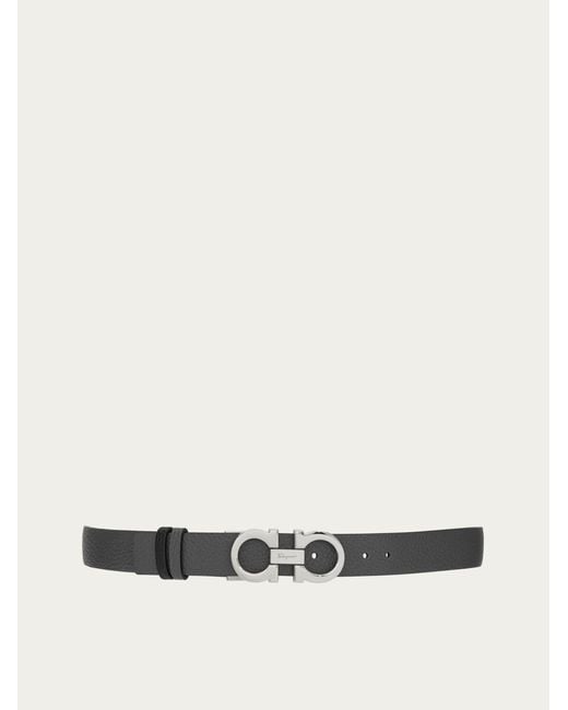 Ferragamo White Cinturón Reversible Y Ajustable Gancini