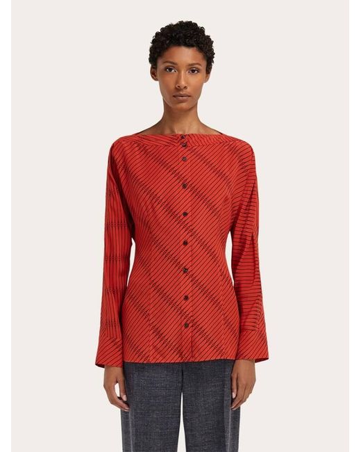 Ferragamo Red Silk Shirt