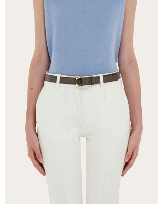 Ferragamo White Gancini Belt for men