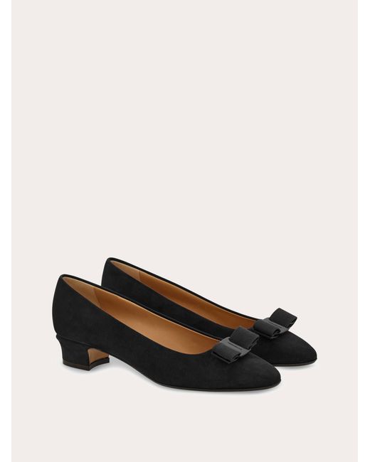 Ferragamo Black Vara Bow Block Heel Pump