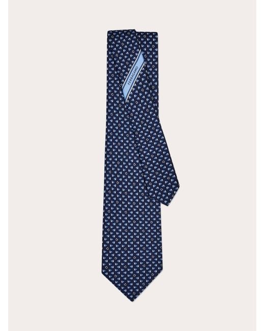 Ferragamo Blue Mail Print Silk Tie for men