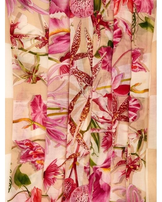 Ferragamo Pink Gaia Print Shawl