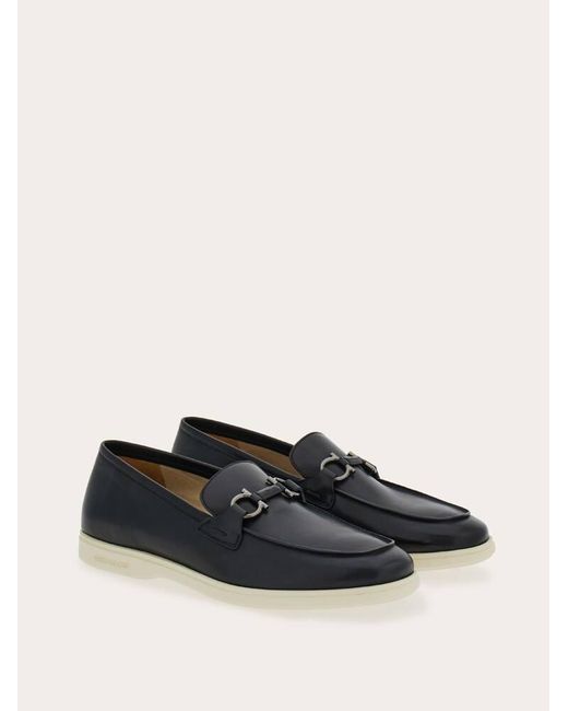 Ferragamo White Casual Loafer With Gancini Ornament for men