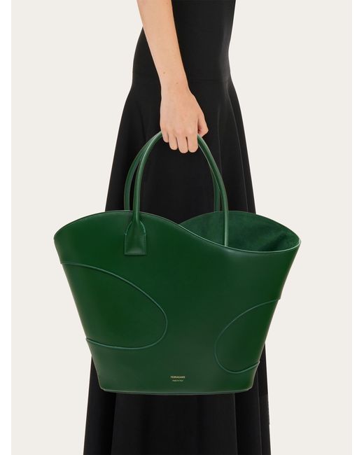 Ferragamo Green Tote Bag With Cut-out Detailing