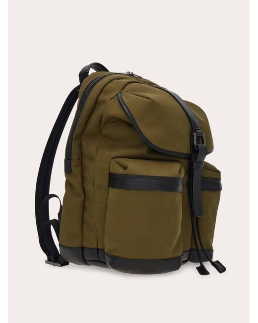 Ferragamo Green Canvas Backpack for men