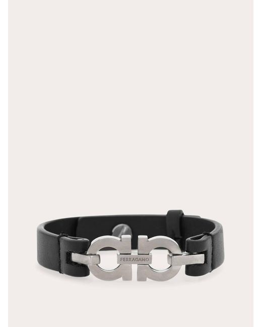 Hommes Bracelet Avec Double Gancini Noir Ferragamo pour homme en coloris Black