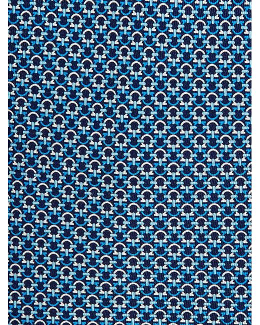 Ferragamo Blue Gancini Print Silk Tie for men
