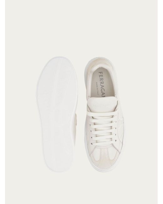 Ferragamo White Gancini Sneaker for men
