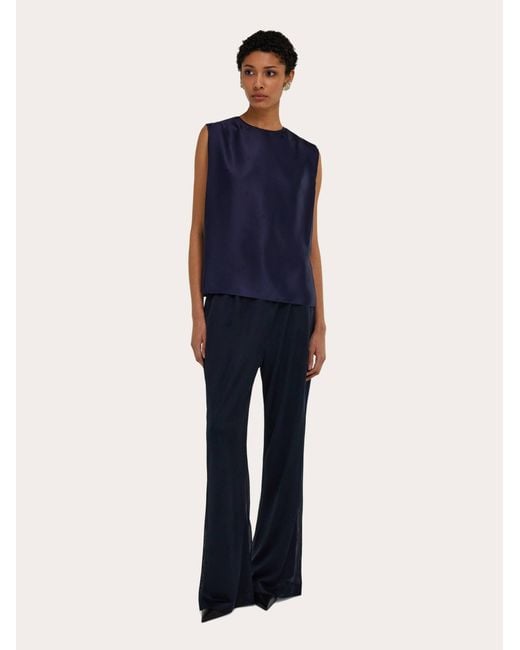 Ferragamo Blue Sleeveless Silk Top