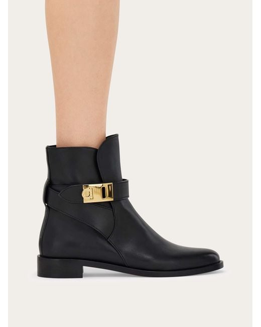 Ferragamo Black Hug Buckle Ankle Boot