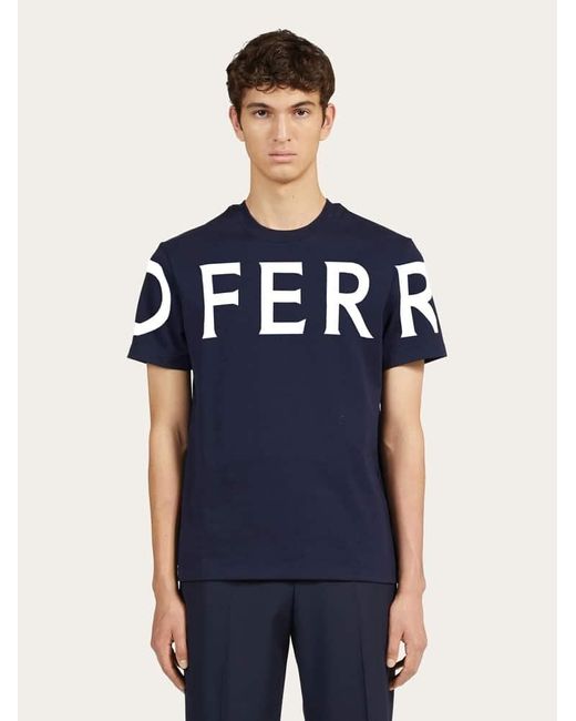 Uomo T-Shirt Manica Corta Con Logo Grafico di Ferragamo in Blue da Uomo
