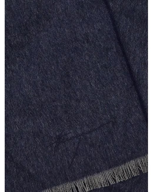 Ferragamo Blue Cashmere Scarf for men