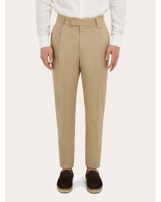 Ferragamo Natural Silk And Wool Tailored Trouser for men