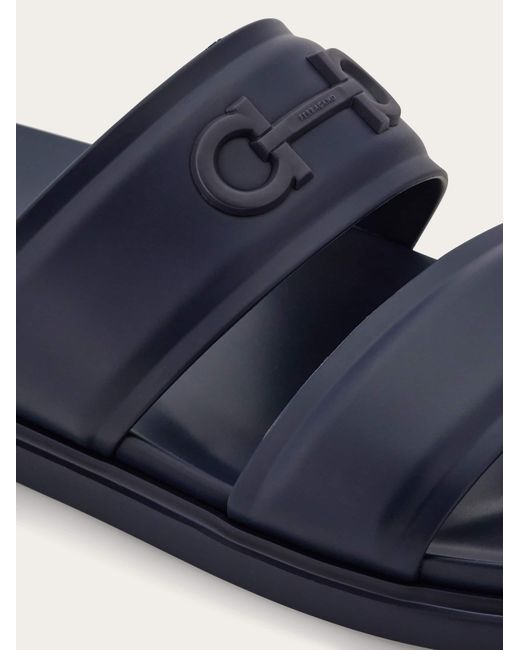 Ferragamo Blue Gancini Ornament Slide for men