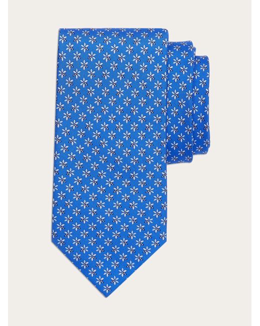 Ferragamo Blue Bee Print Silk Tie for men