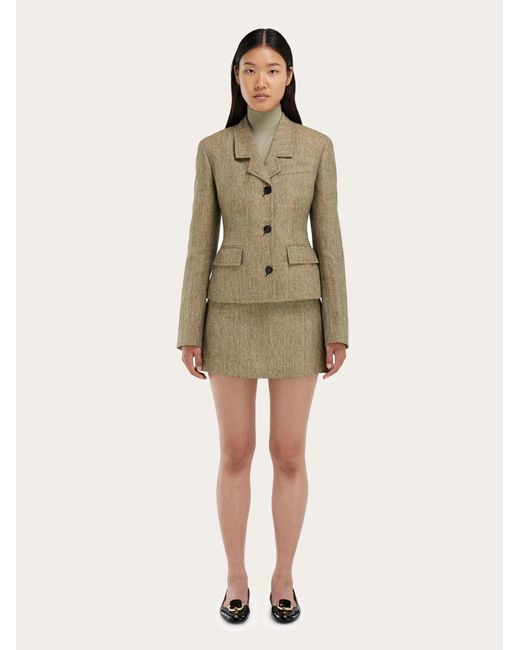 Ferragamo Natural Single Breasted Blazer