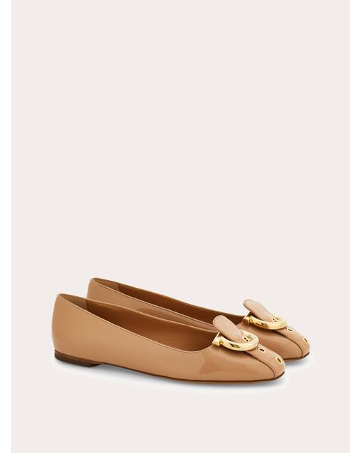 Ferragamo Natural Gancini Ballet Flat .5