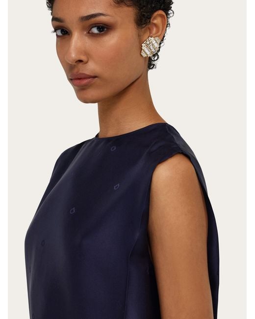 Ferragamo Blue Sleeveless Silk Top