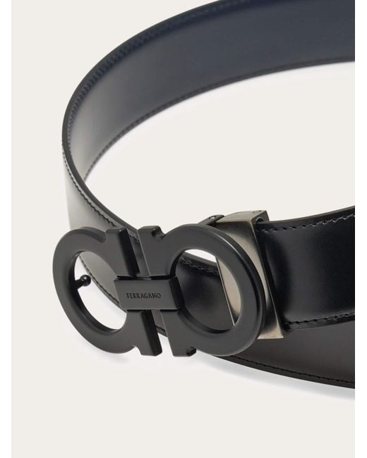 Ferragamo White Reversible And Adjustable Gancini Belt for men