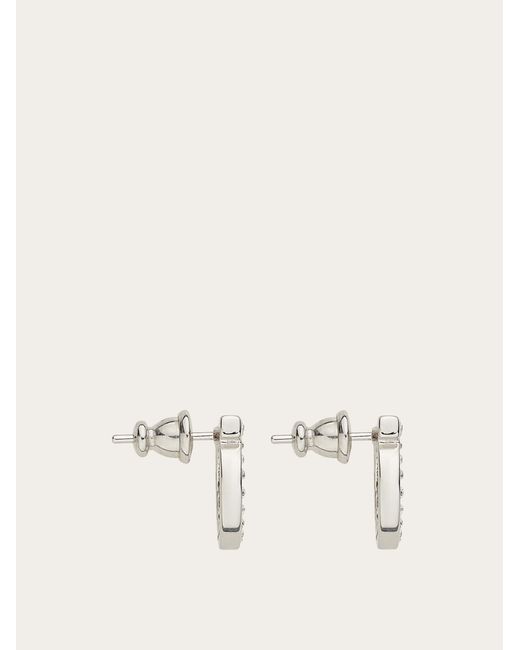 Ferragamo Metallic Silvertone & Pavé Logo Stud Earrings/0.5"
