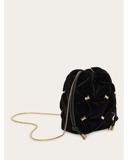 Ferragamo Black Mini Varini Mini Bucket Bag