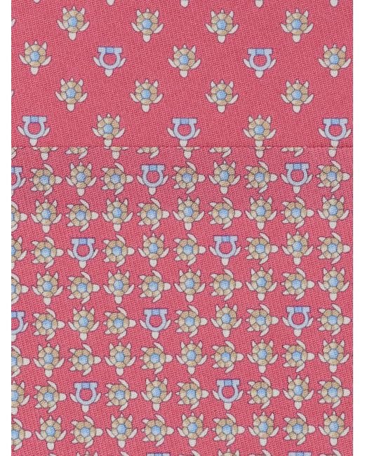 Ferragamo Pink Turtles Print Silk Tie for men