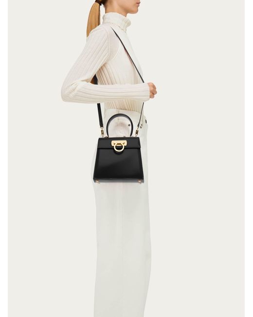 Ferragamo Black Iconic Top Handle (M)