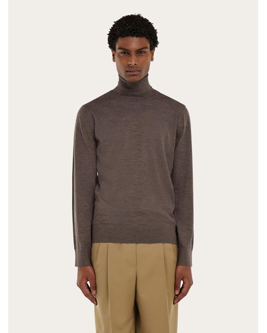 Ferragamo Brown High Neck Pullover for men