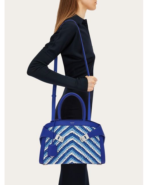 Ferragamo Blue Women Hug Handbag (s)