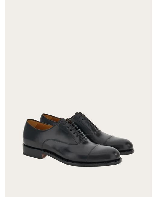 Ferragamo Black Tramezza Oxford With Toe Cap .5 for men