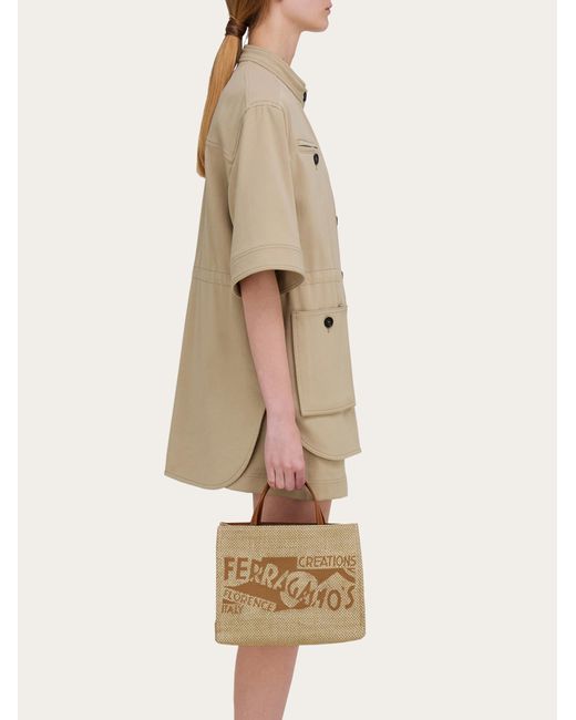 Ferragamo Natural Tote Bag With Logo (M)