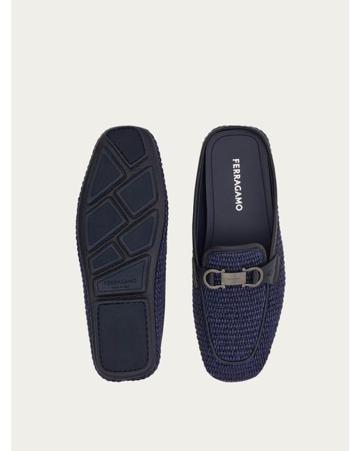 Ferragamo Blue Gancini Ornament Mule .5 for men