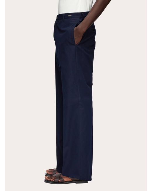 Ferragamo Blue Flared Chino Trouser for men