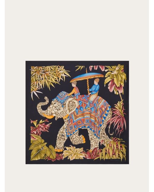 Ferragamo Black India Print Silk Double Face Scarf
