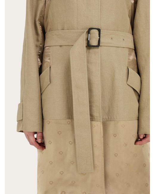 Ferragamo Natural Duster Coat With Satin Inserts