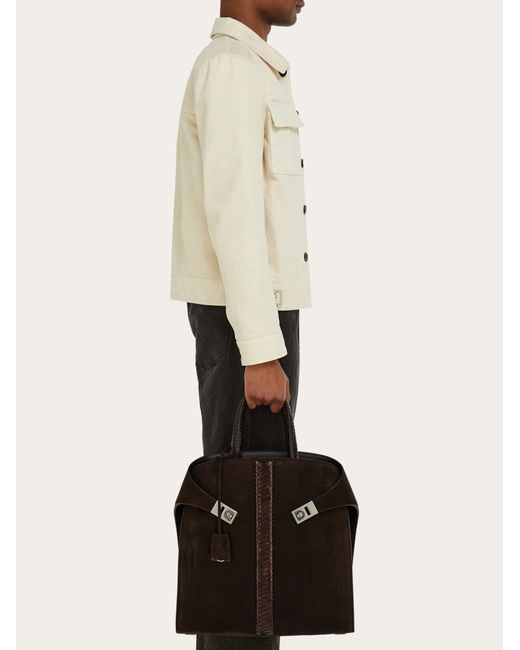 Ferragamo Brown Hug Tote Bag for men