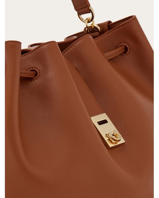 Ferragamo Brown Hug Bucket Bag