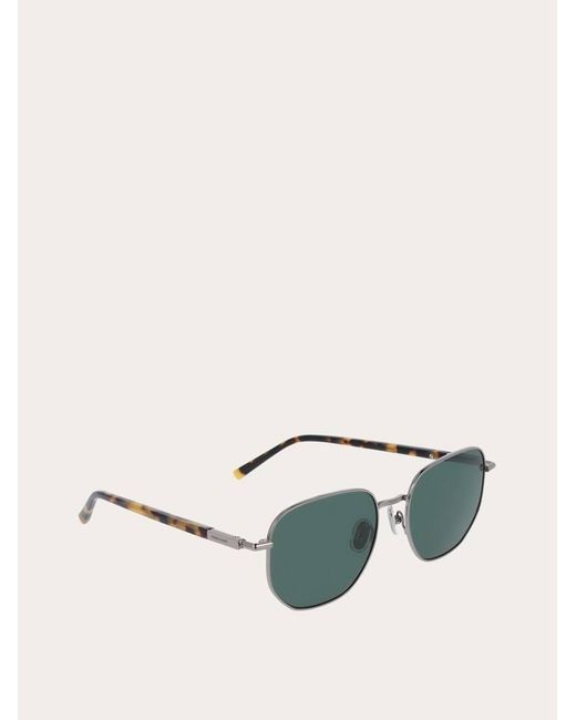 Ferragamo Green Rectangular Frame Sunglasses for men