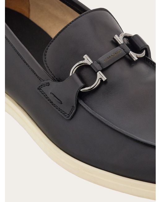 Ferragamo White Casual Loafer With Gancini Ornament for men