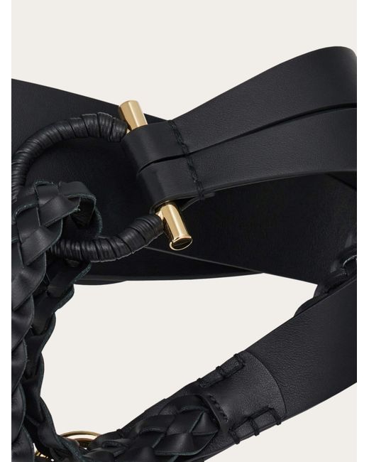 Ferragamo Black Covered Gancini Fixed Belt