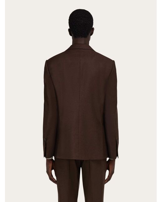 Ferragamo Brown Single Breasted Flannel Blazer for men