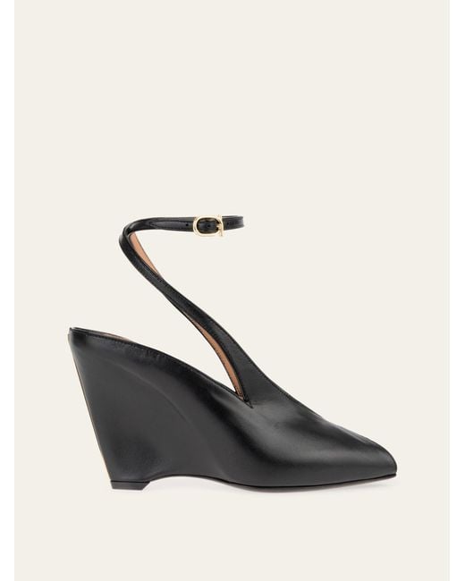 Ferragamo Natural Peep Toe Wedge Sandal