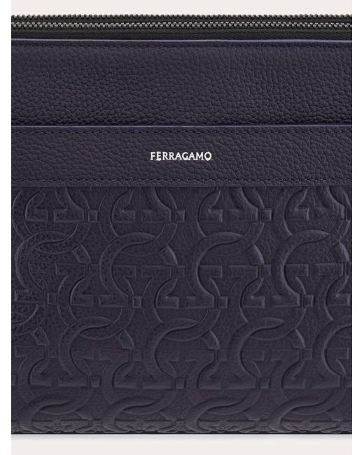 Uomo Borsa A Tracolla Con Goffratura Gancini di Ferragamo in Blue da Uomo