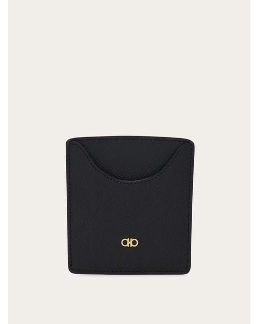 Ferragamo Black Micro Gancini Business Card Holder for men