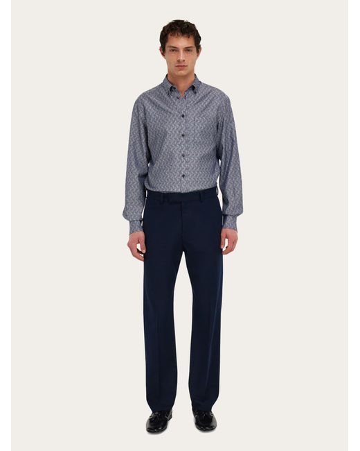 Ferragamo Blue Monogram Shirt for men